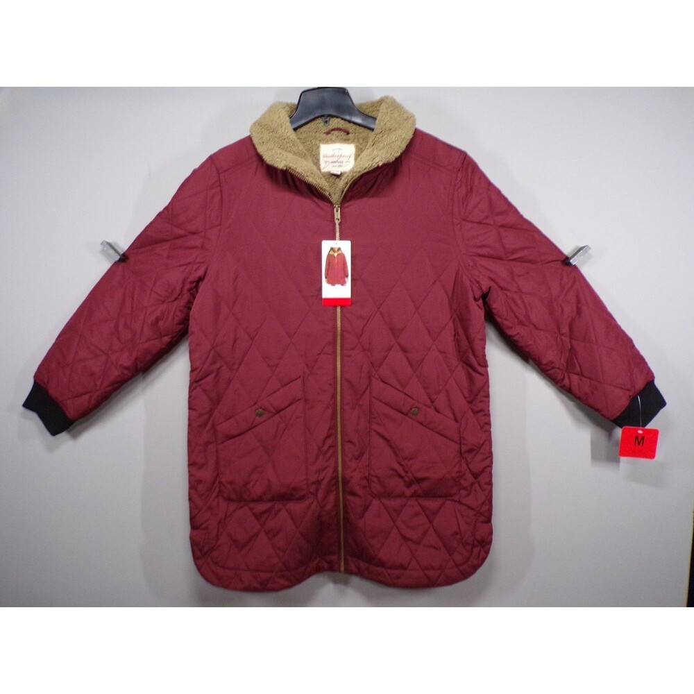 Weatherproof Vintage Quilted Sherpa Lined Coat Red Medium